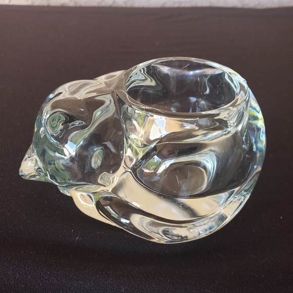 Indiana Glass Cat Votive Candle Holder Sleeping Kitty Clear Heavy 2 1/2… - Picture 3 of 6